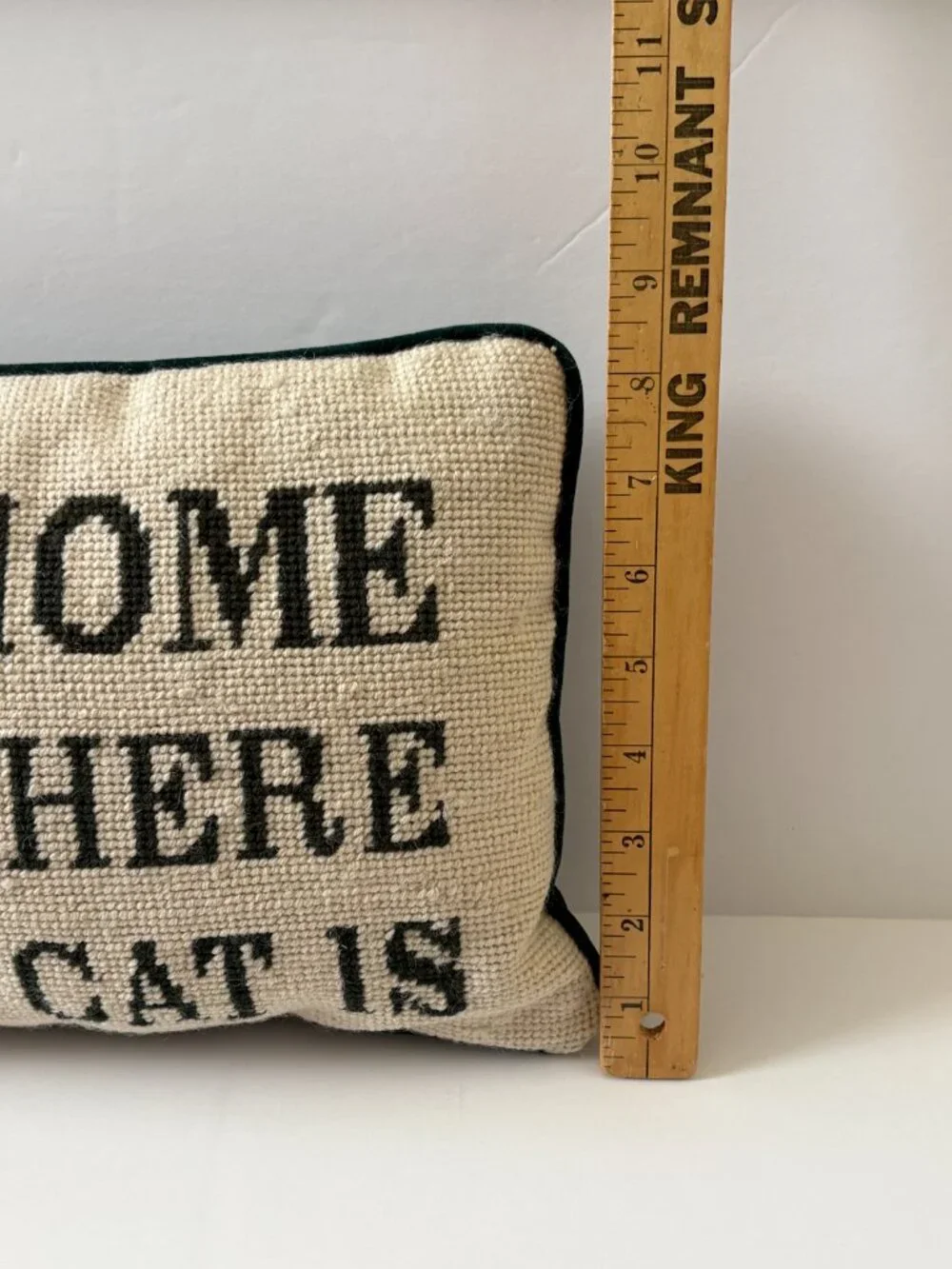 Black Cat Tapestry Pillow Home Is Where The Cat Is Needlepoint Decor Velvet Back
